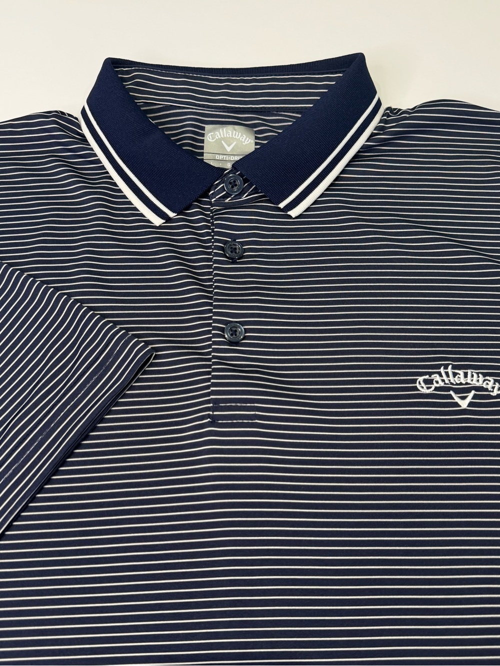 Callaway Opti-Dry Men's Large Lightweight Short Sleeve Golf Polo Navy Blue